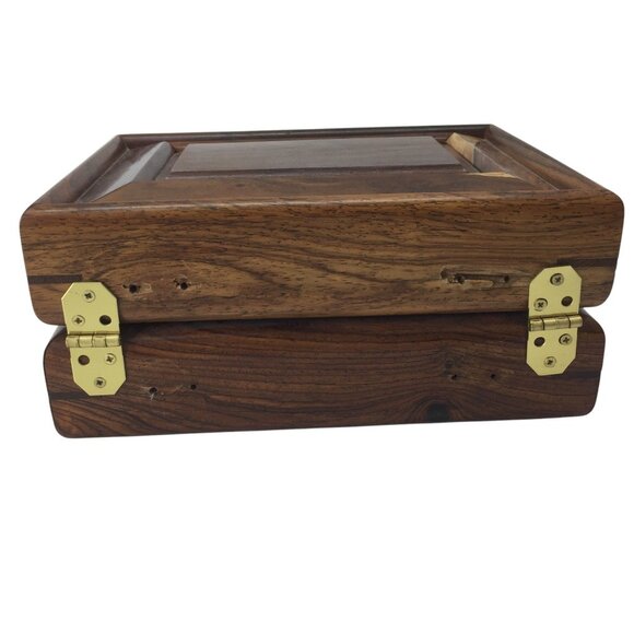 Handcrafted Wooden Jewelry Box Velvet Lined 8 X 6 - Picture 2 of 10